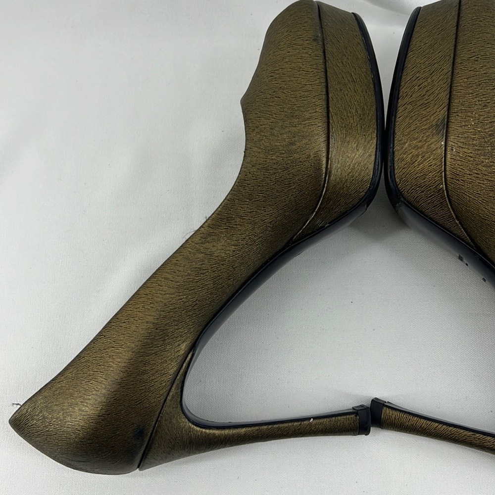 YSL Yves Saint Laurent open toe pumps heels bronze 38 - Picture 11 of 15